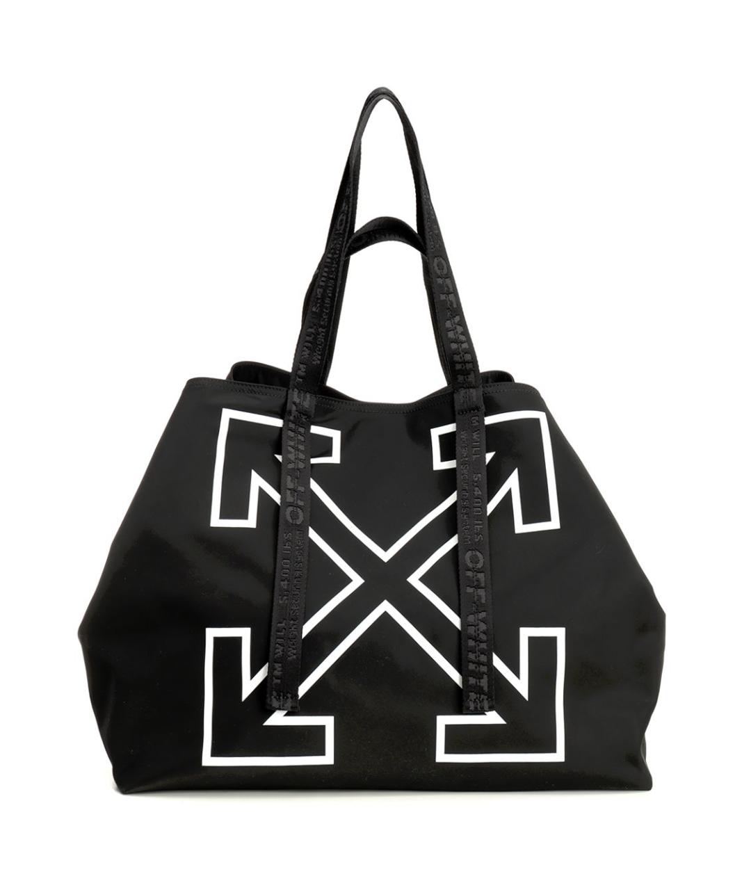 OFF-WHITE Черная тканевая сумка тоут, фото 1