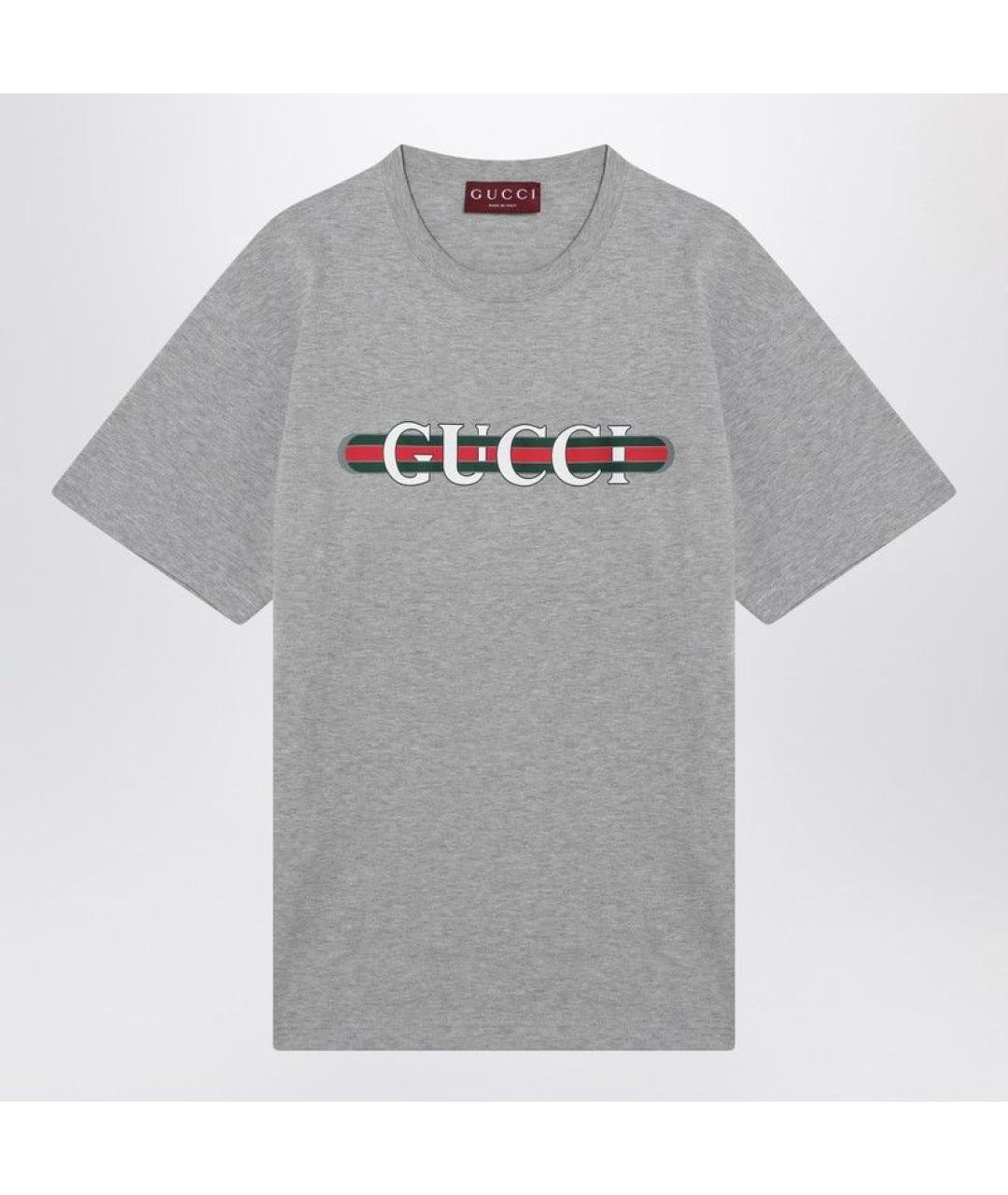 GUCCI Серая хлопковая футболка, фото 3