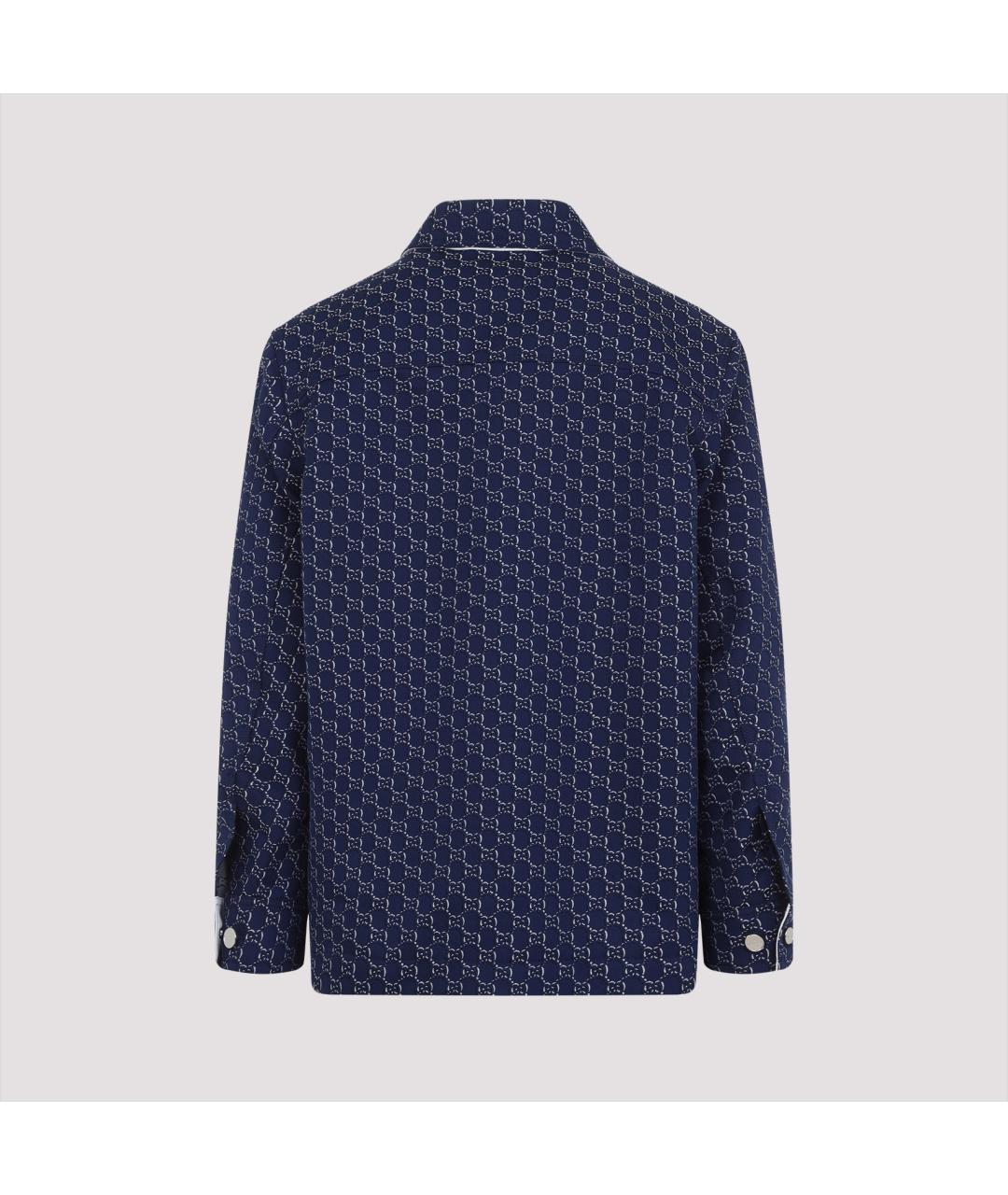 GUCCI Синяя хлопко-полиэстеровая кэжуал рубашка, фото 3
