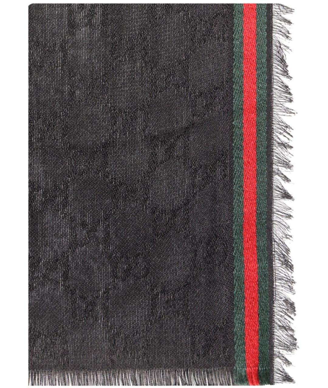 GUCCI Черный хлопковый шарф, фото 1