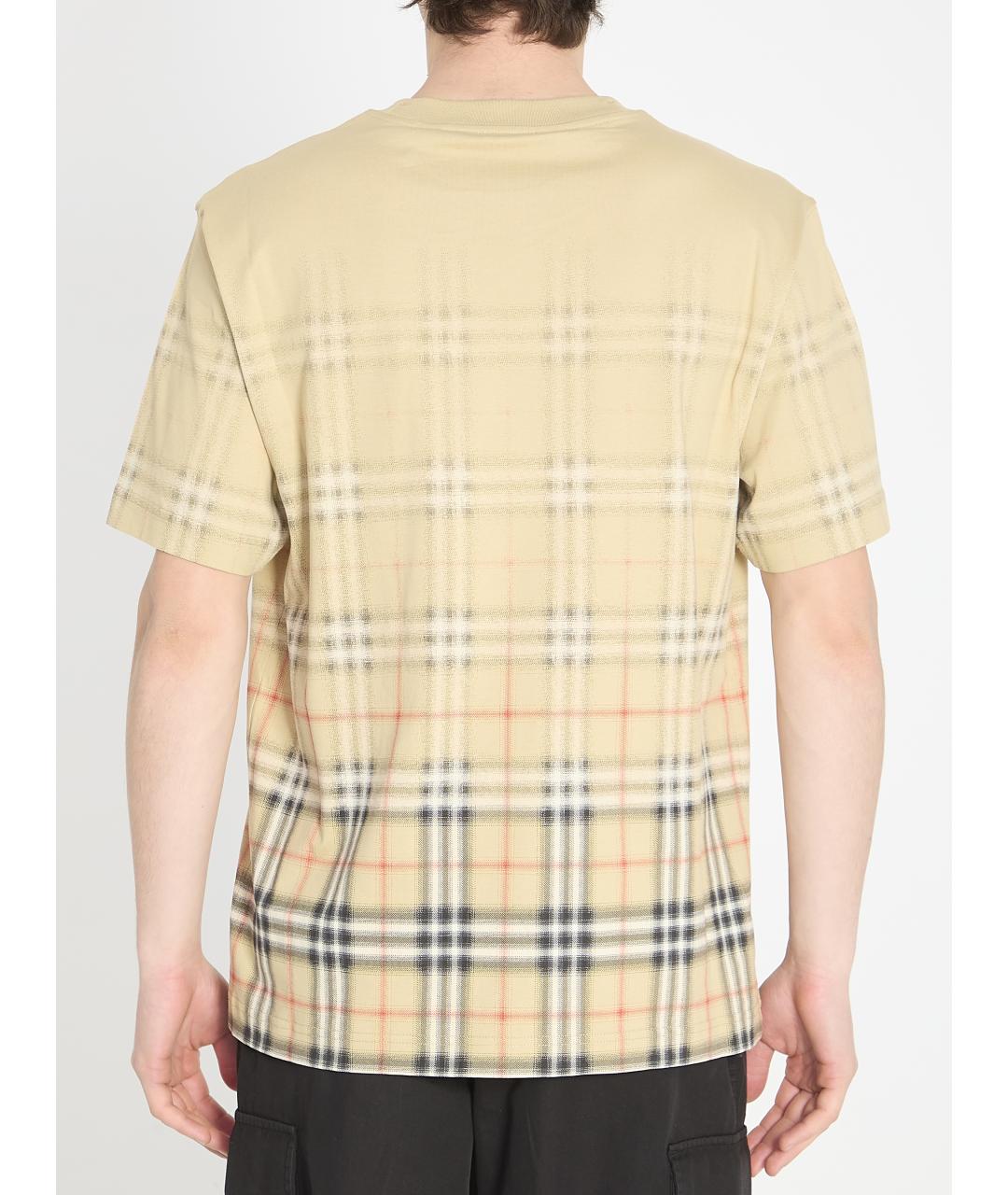 BURBERRY Бежевая хлопковая футболка, фото 4
