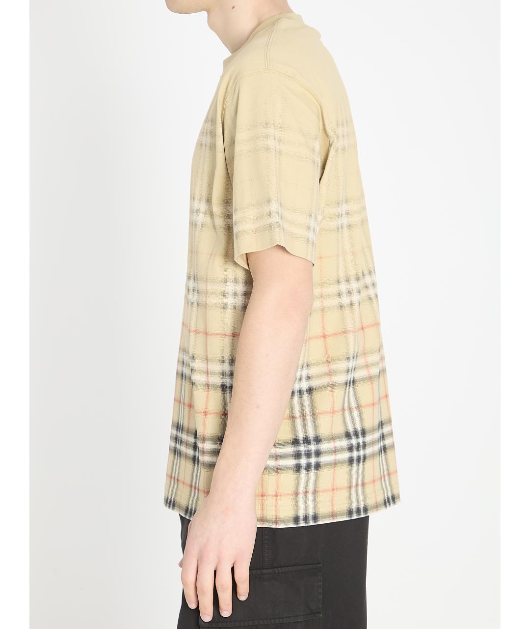 BURBERRY Бежевая хлопковая футболка, фото 3
