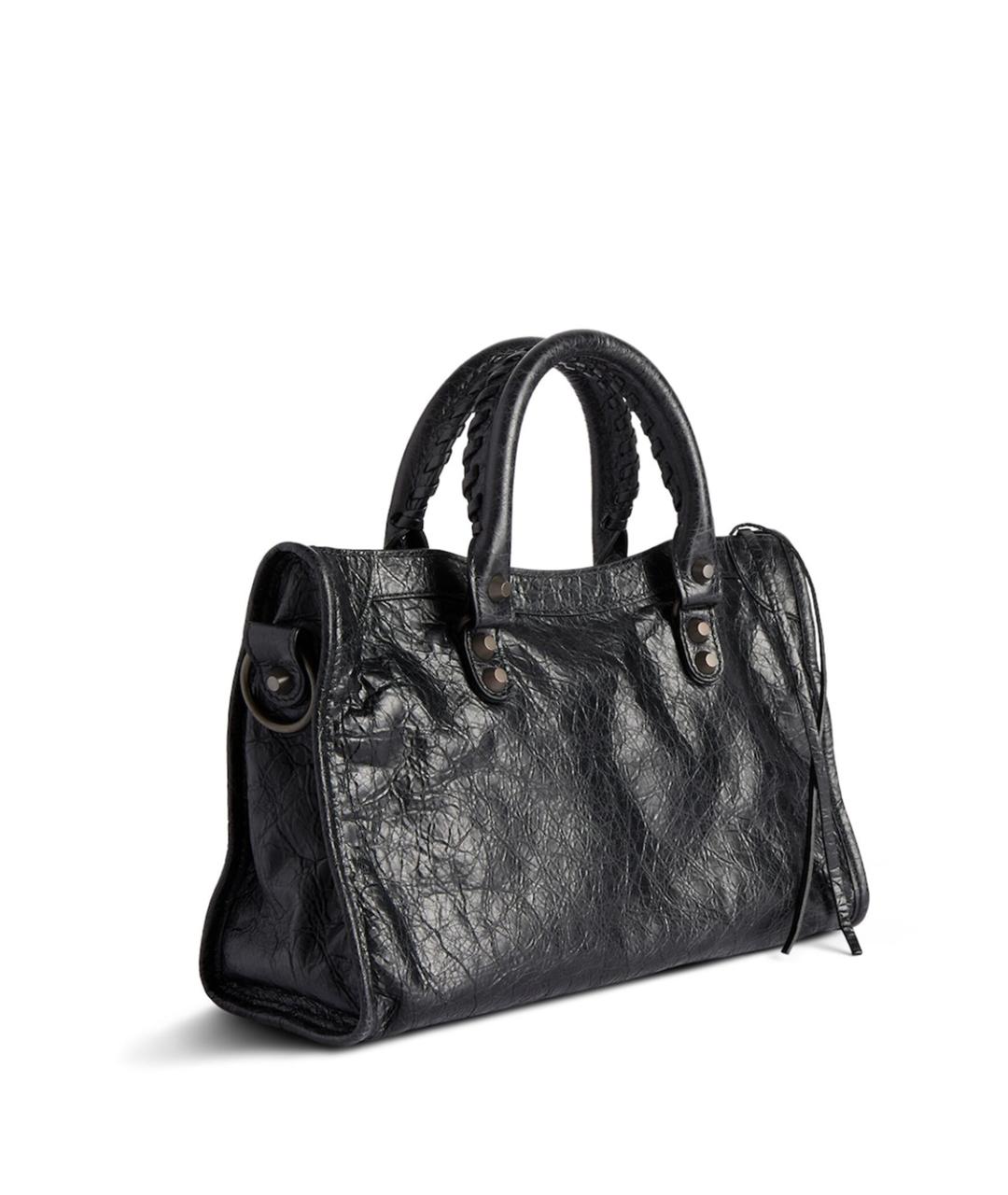 BALENCIAGA Черная кожаная сумка тоут, фото 3