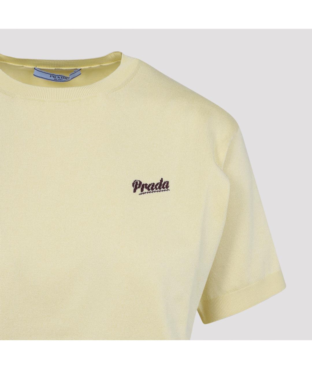 PRADA Желтая шелковая футболка, фото 4