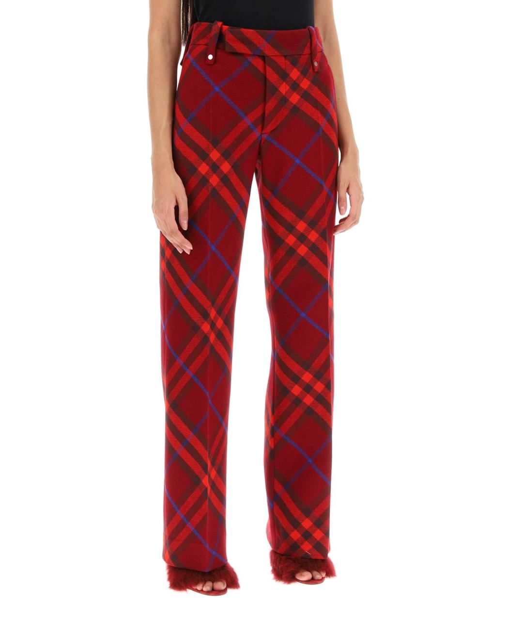 BURBERRY Красные шерстяные брюки узкие, фото 2