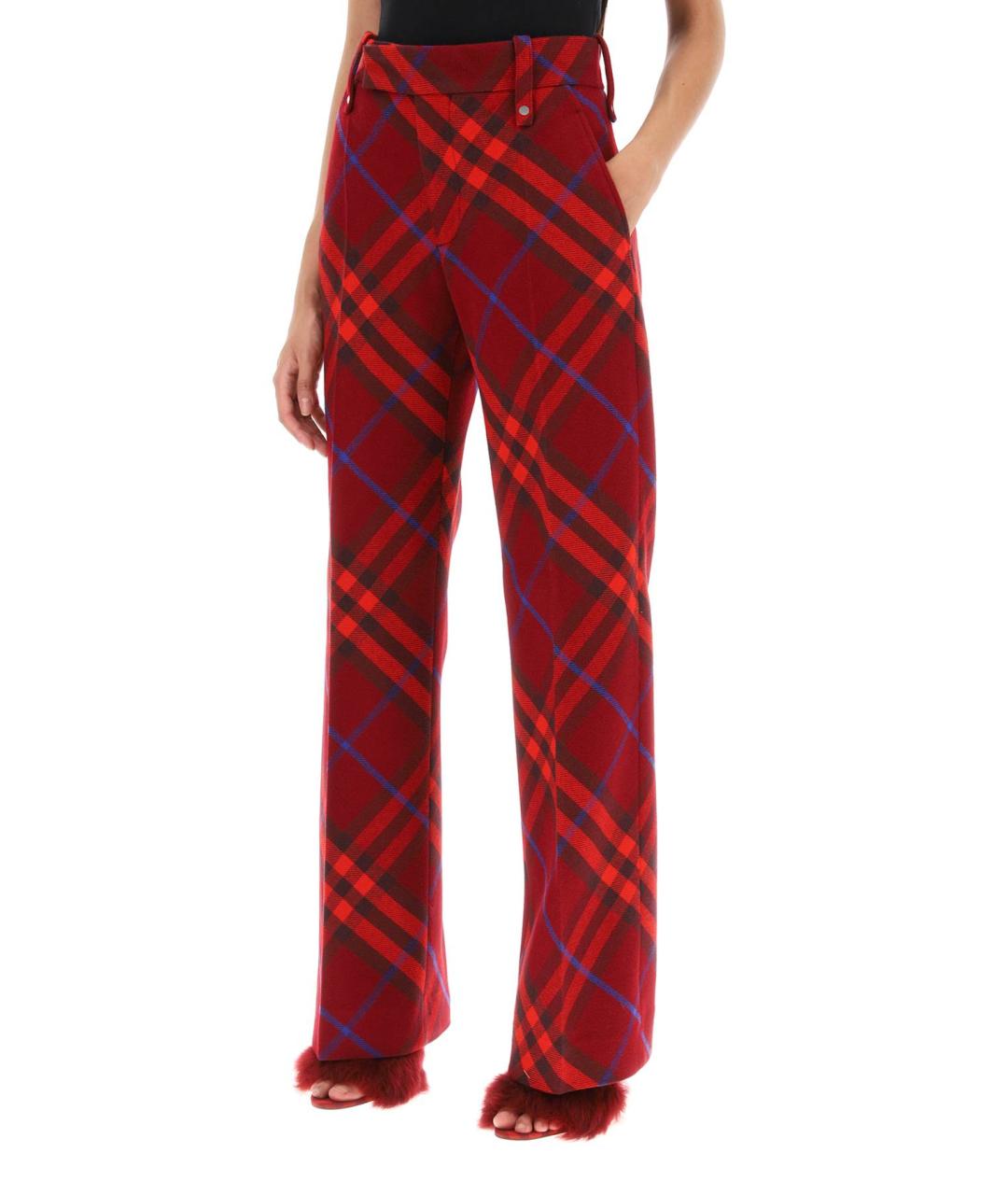 BURBERRY Красные шерстяные брюки узкие, фото 4