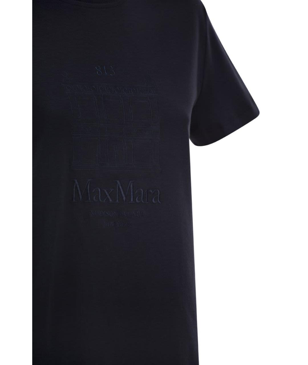 'S MAX MARA Темно-синяя хлопковая футболка, фото 4