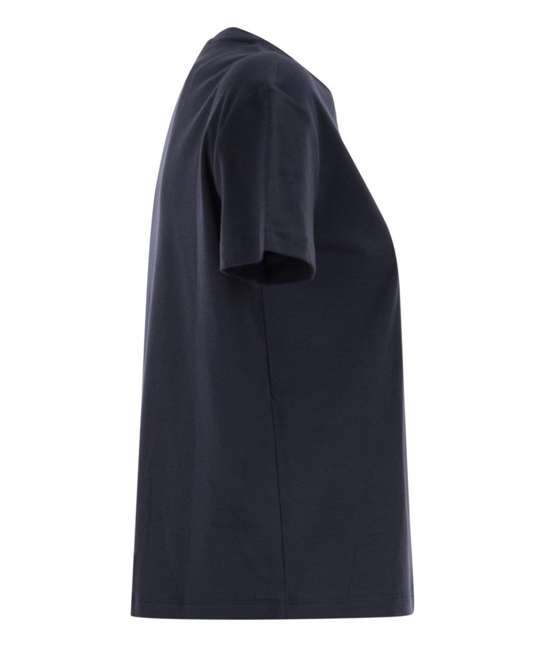 'S MAX MARA Темно-синяя хлопковая футболка, фото 3