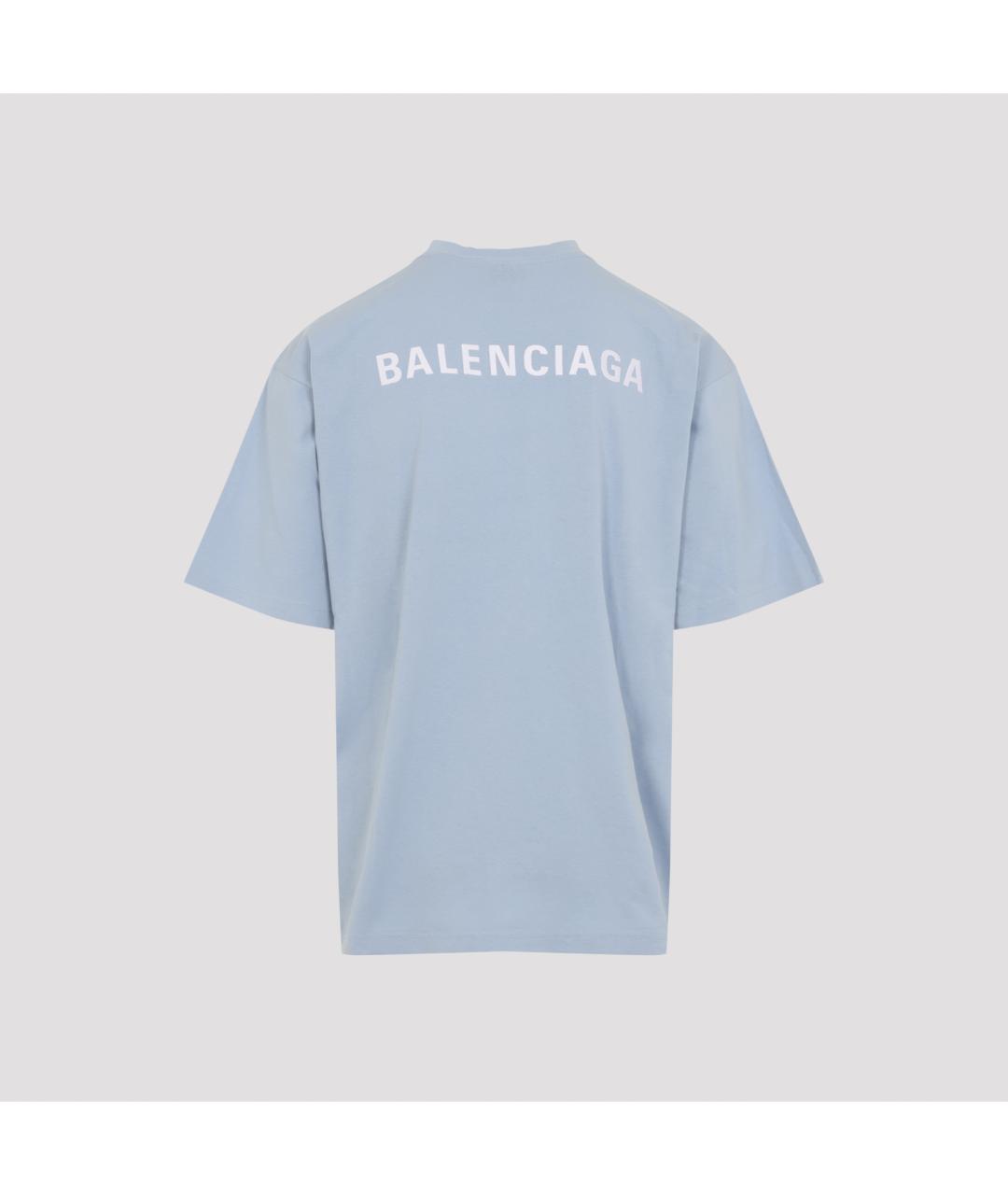 BALENCIAGA Голубая хлопковая футболка, фото 3