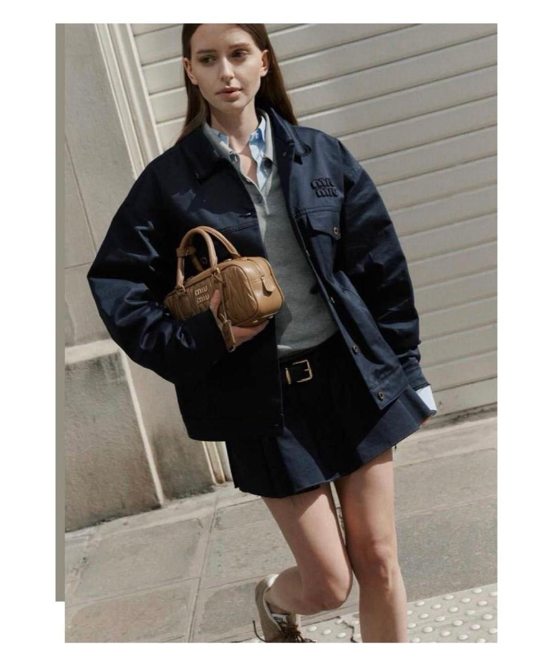 MIU MIU Бежевая кожаная сумка с короткими ручками, фото 6