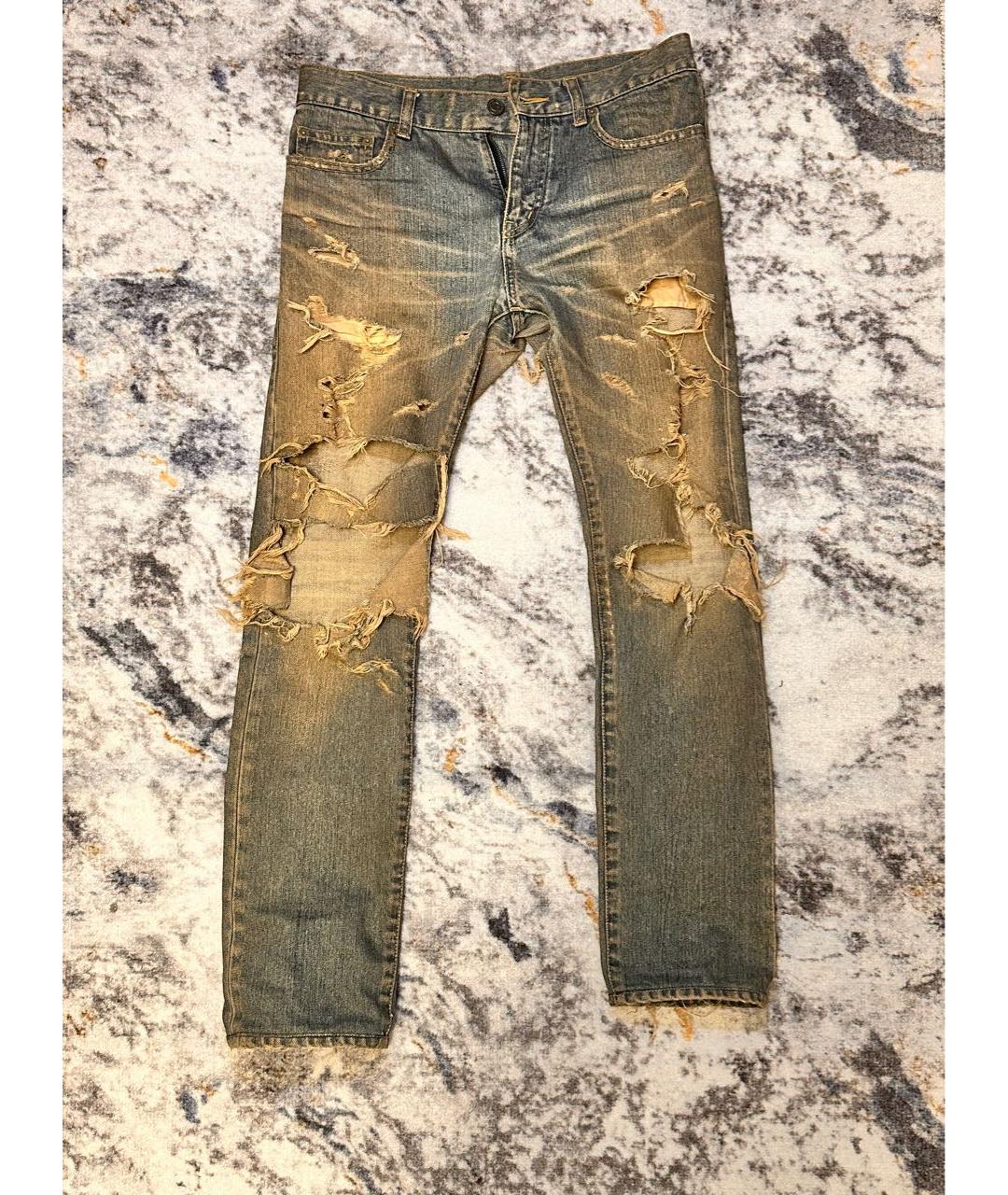 SAINT LAURENT Голубые хлопковые джинсы скинни, фото 5