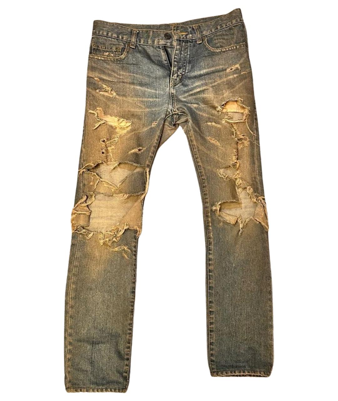 SAINT LAURENT Голубые хлопковые джинсы скинни, фото 1