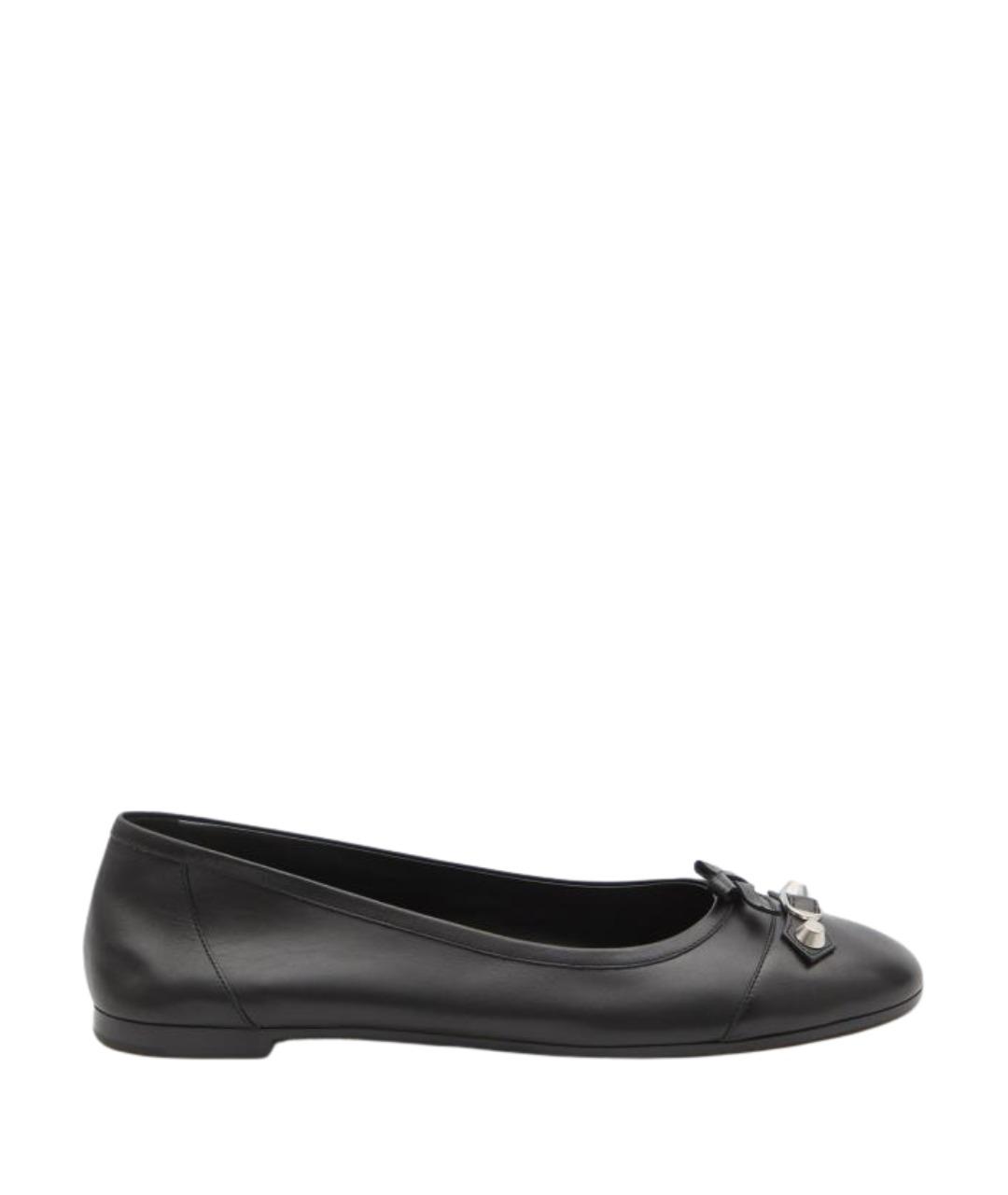BALENCIAGA Черные кожаные балетки, фото 1