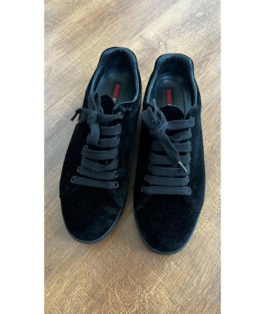 PRADA Черные бархатные кеды, фото 2