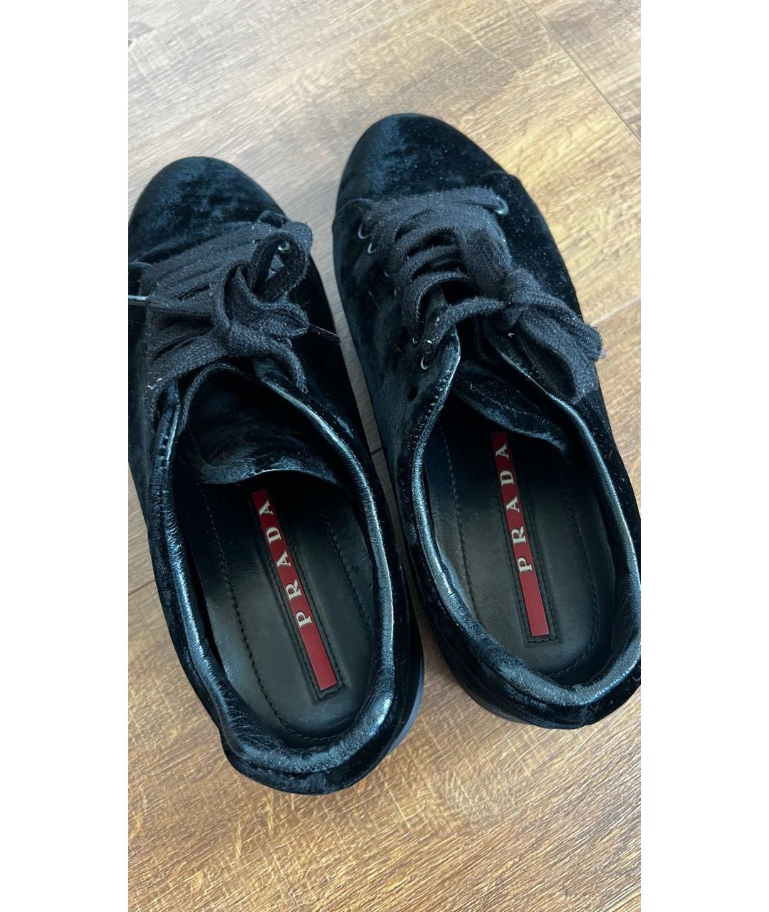 PRADA Черные бархатные кеды, фото 4