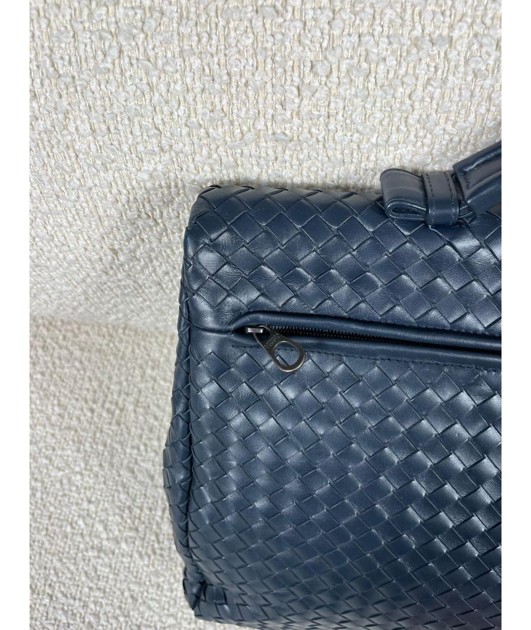 BOTTEGA VENETA Темно-синий кожаный портфель, фото 7