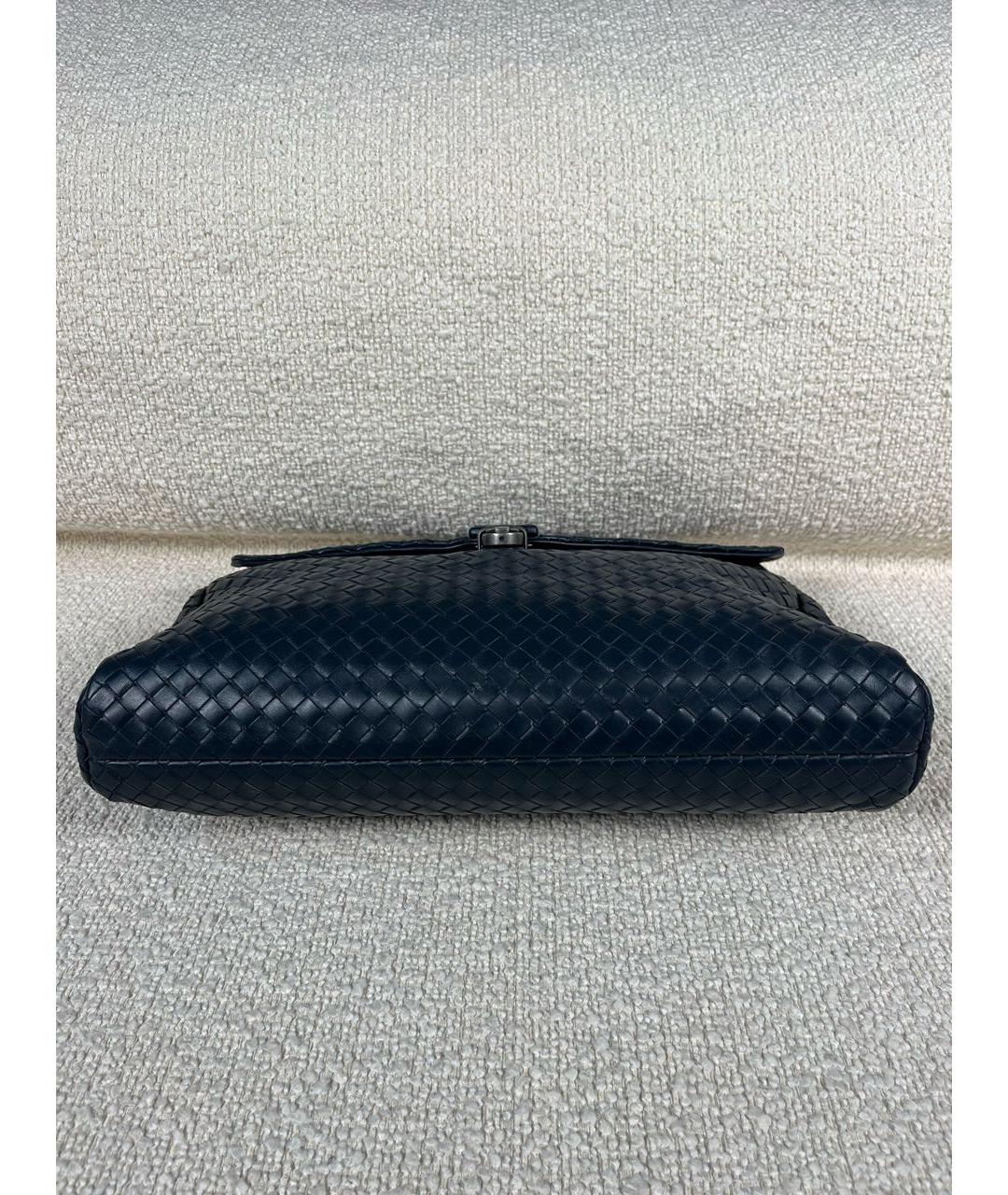 BOTTEGA VENETA Темно-синий кожаный портфель, фото 6