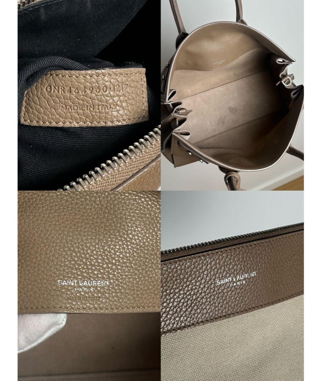 SAINT LAURENT Бежевая кожаная сумка через плечо, фото 8