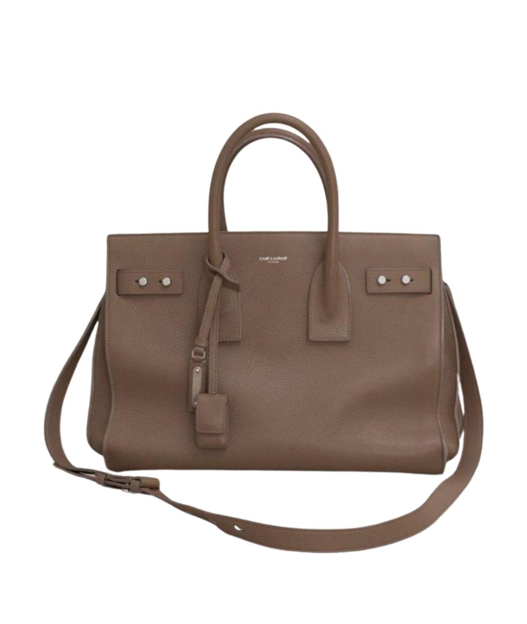 SAINT LAURENT Бежевая кожаная сумка через плечо, фото 1