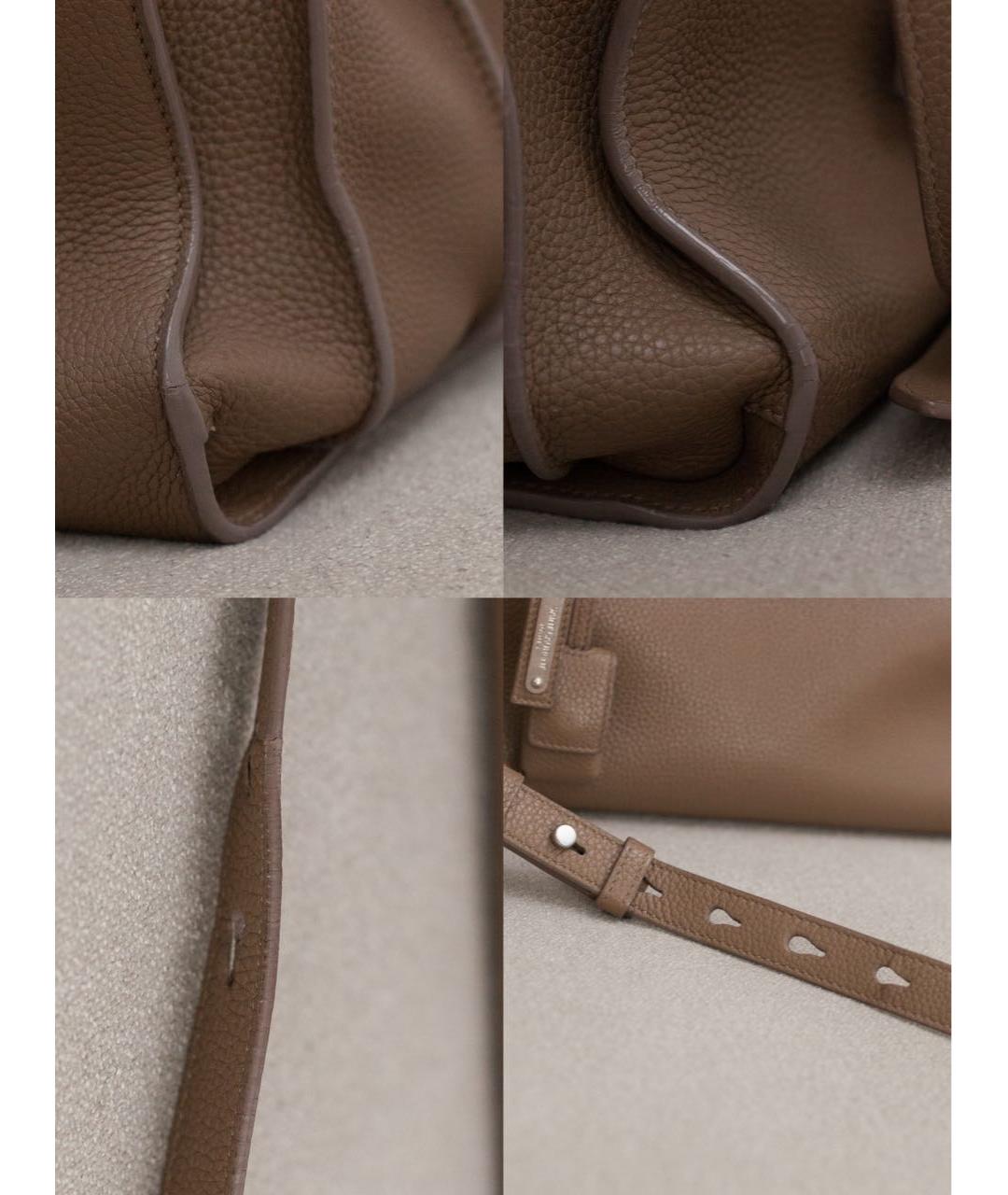 SAINT LAURENT Бежевая кожаная сумка через плечо, фото 7