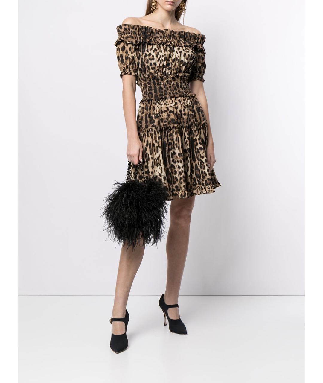 DOLCE&GABBANA Коричневое хлопковое коктейльное платье, фото 2