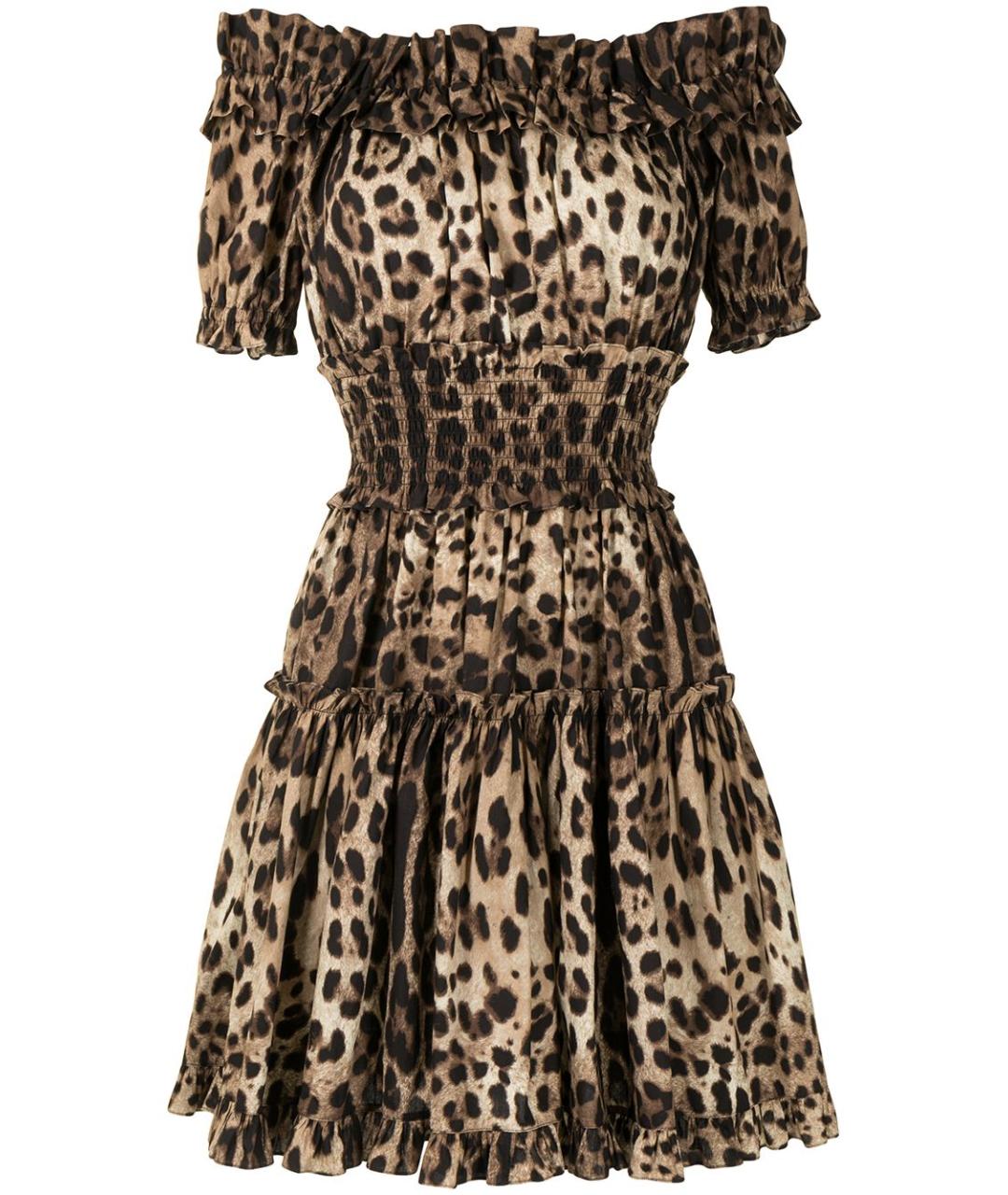 DOLCE&GABBANA Коричневое хлопковое коктейльное платье, фото 1