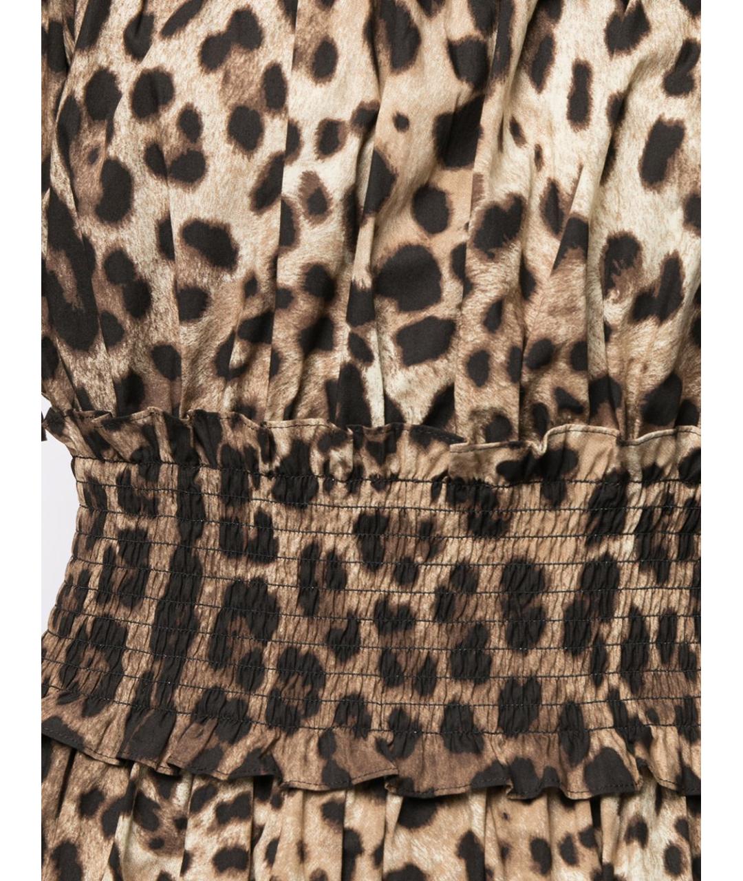 DOLCE&GABBANA Коричневое хлопковое коктейльное платье, фото 5