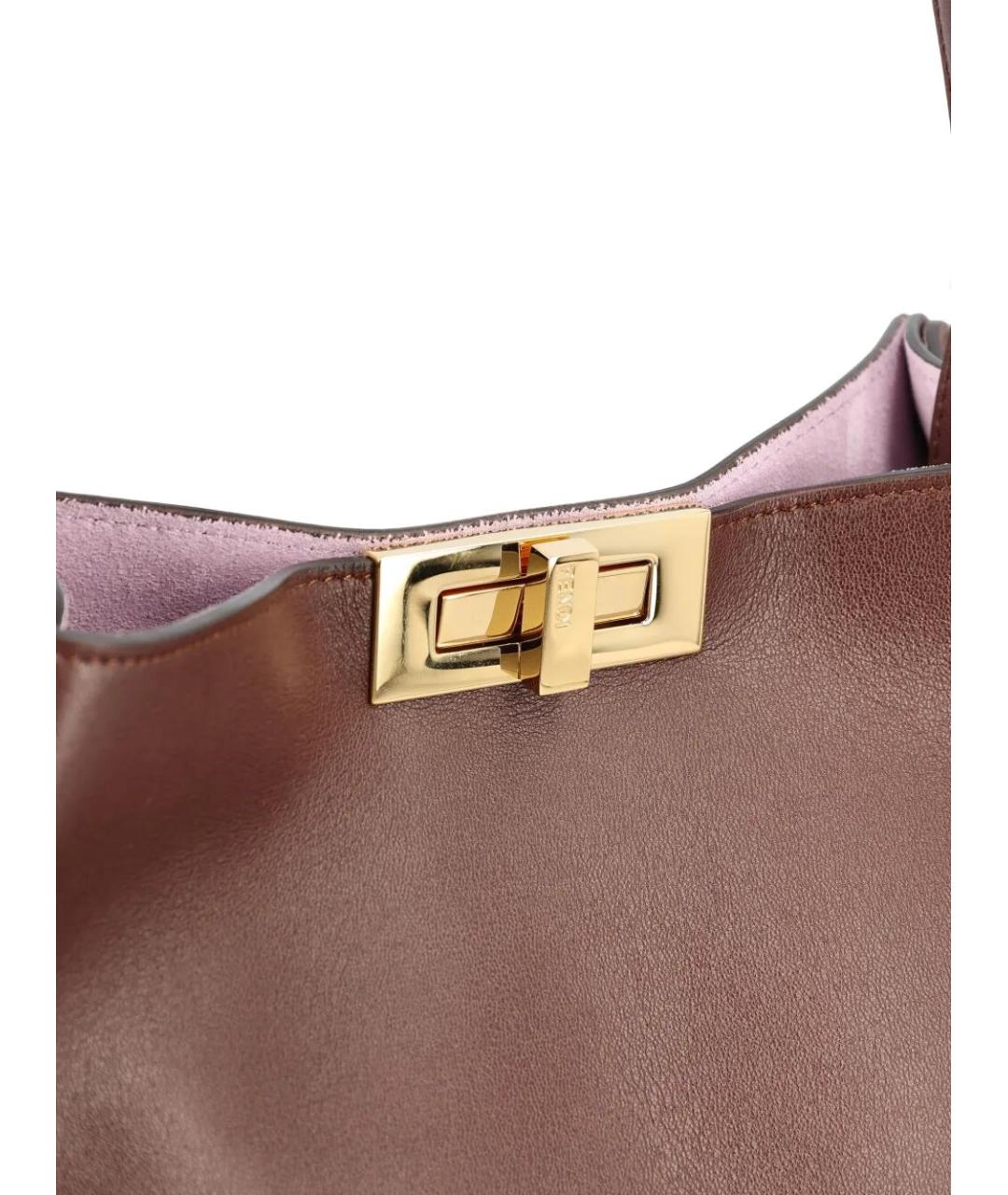 FENDI Бордовая кожаная сумка тоут, фото 2