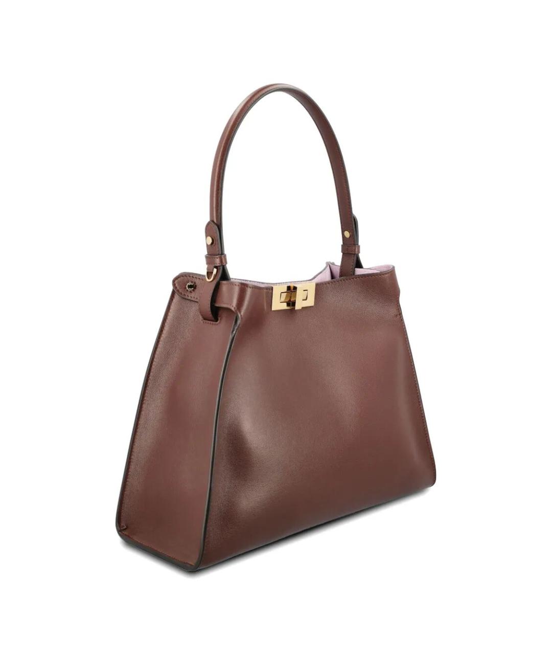 FENDI Бордовая кожаная сумка тоут, фото 3