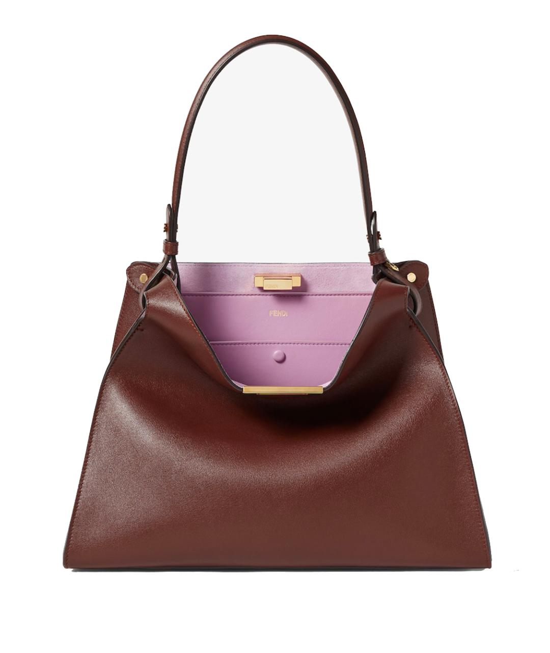 FENDI Бордовая кожаная сумка тоут, фото 1