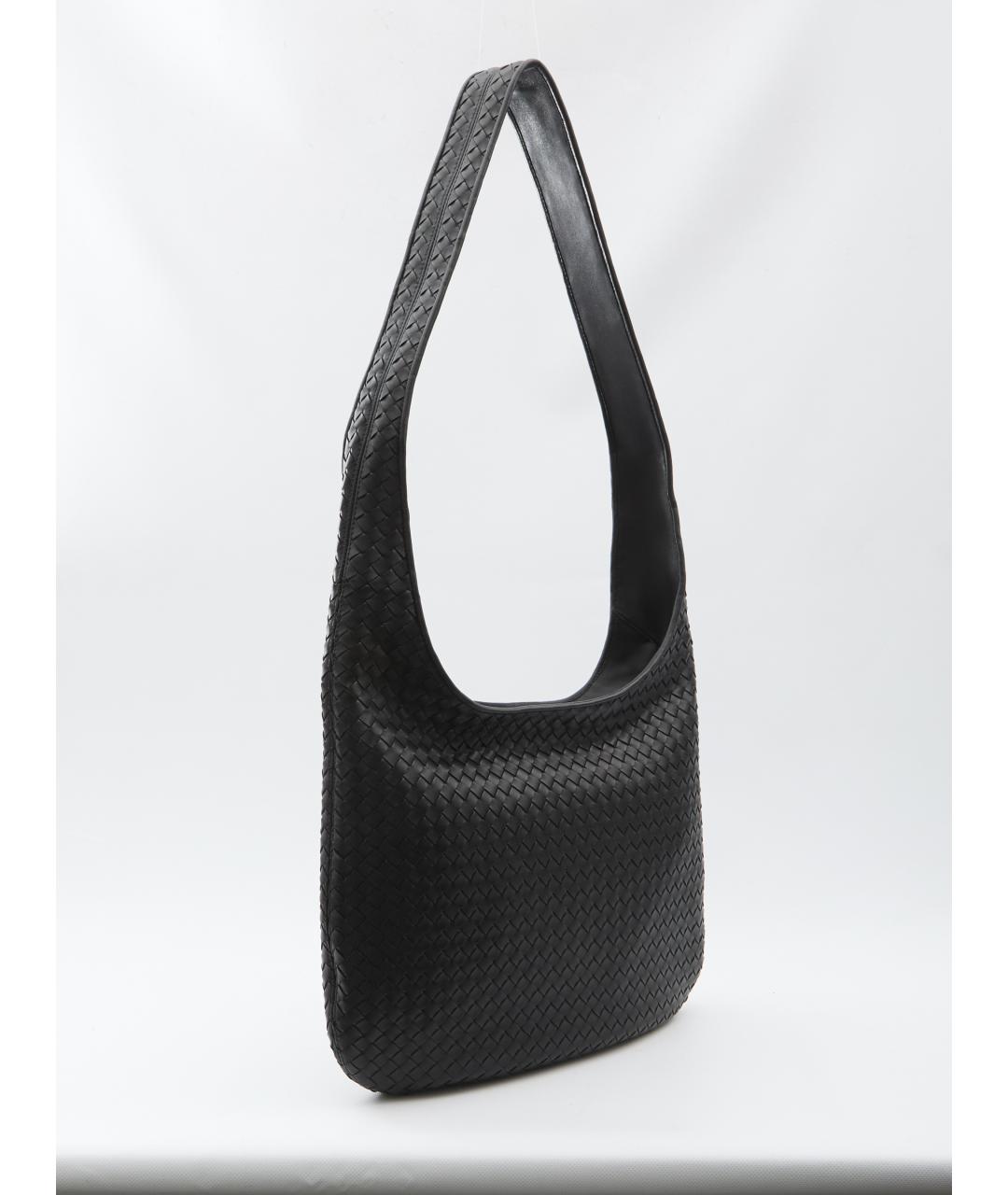 BOTTEGA VENETA Черная кожаная сумка на плечо, фото 2