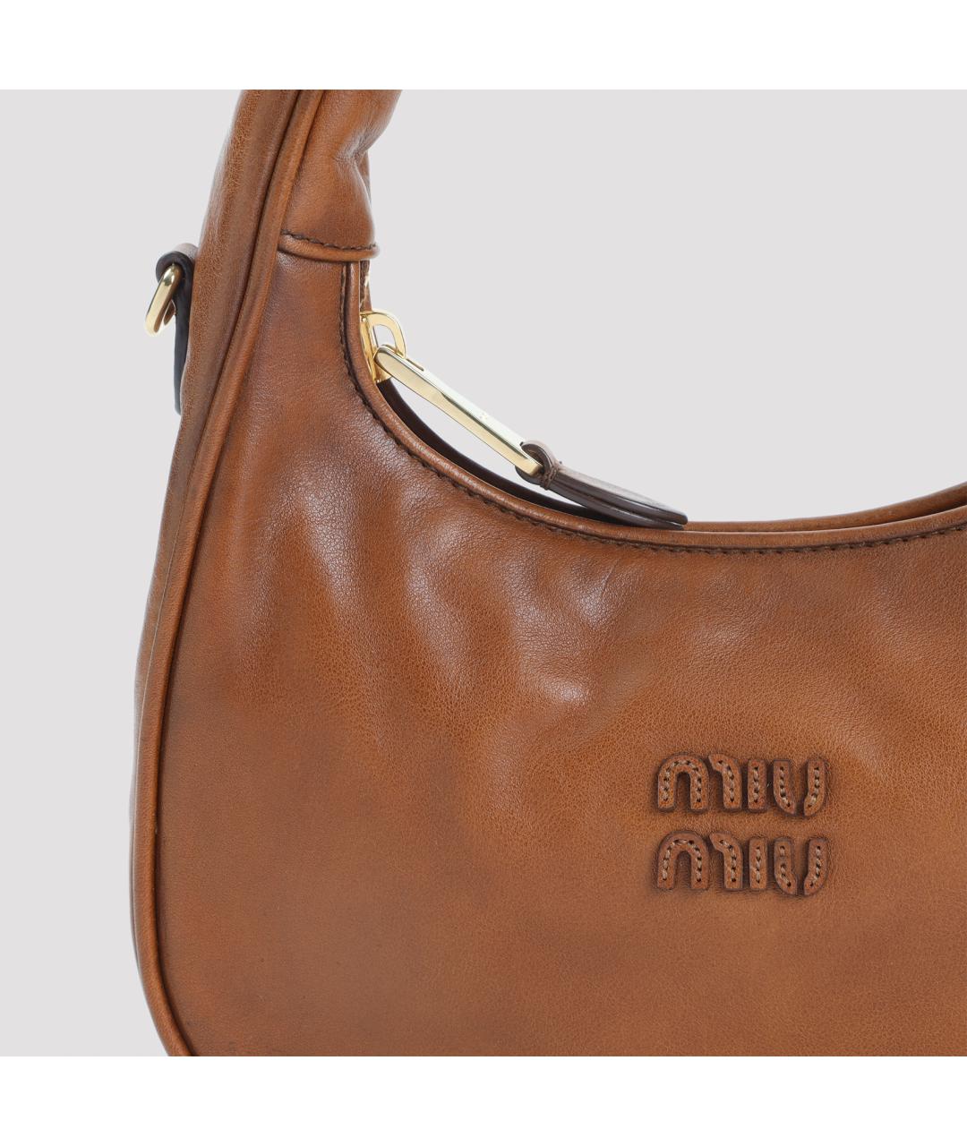 MIU MIU Коричневая кожаная сумка через плечо, фото 5