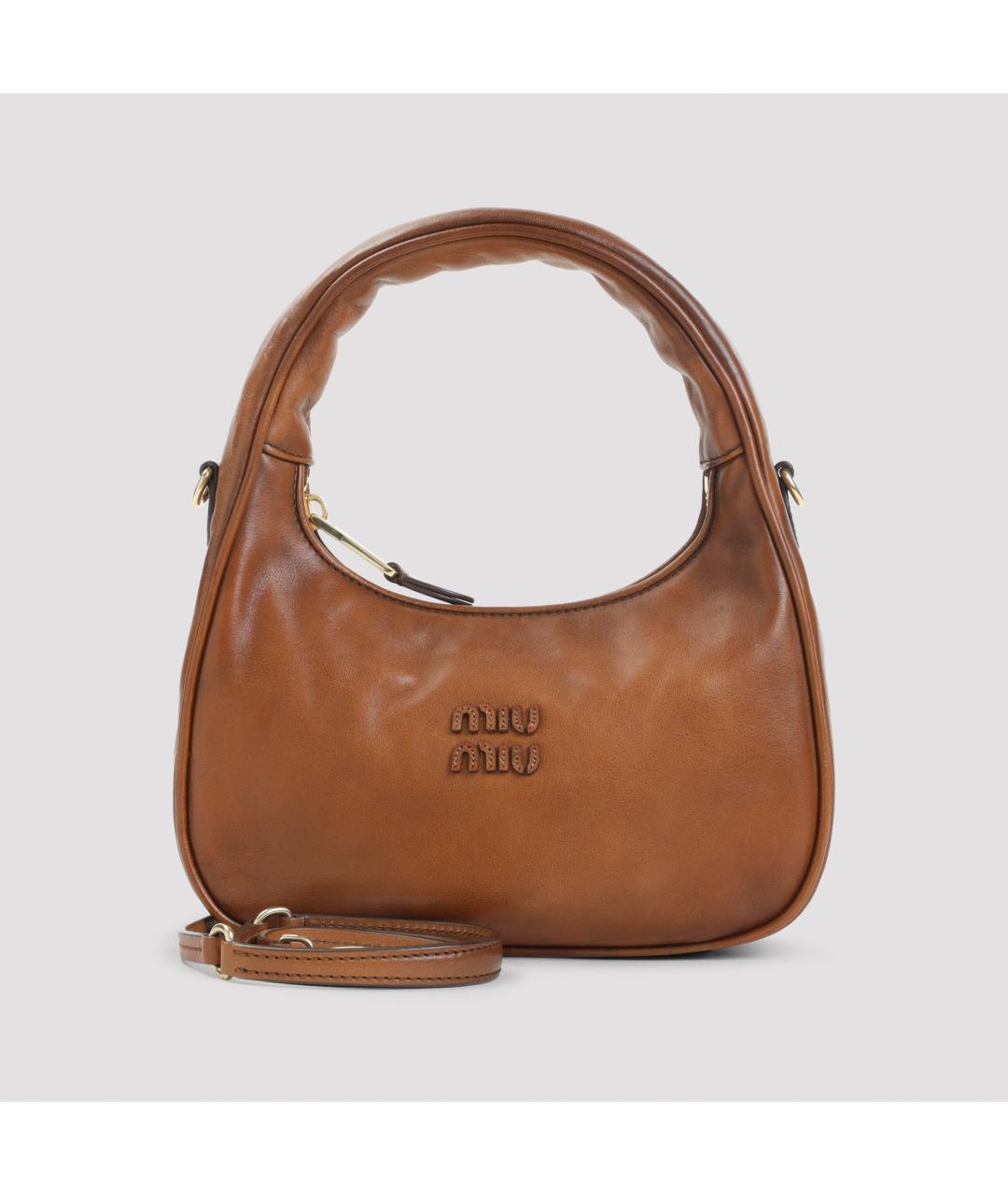 MIU MIU Коричневая кожаная сумка через плечо, фото 3