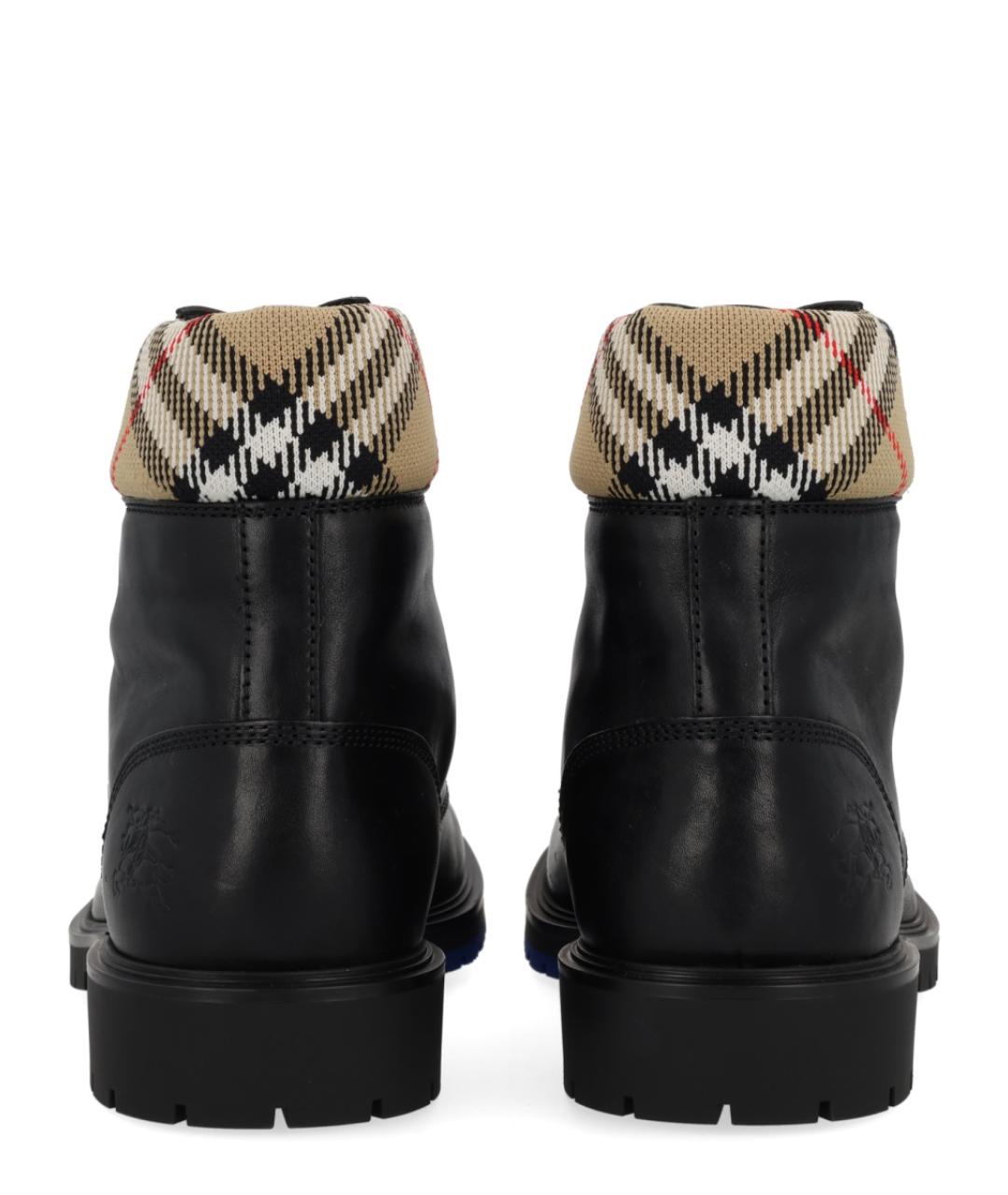 BURBERRY Черные кожаные высокие ботинки, фото 4