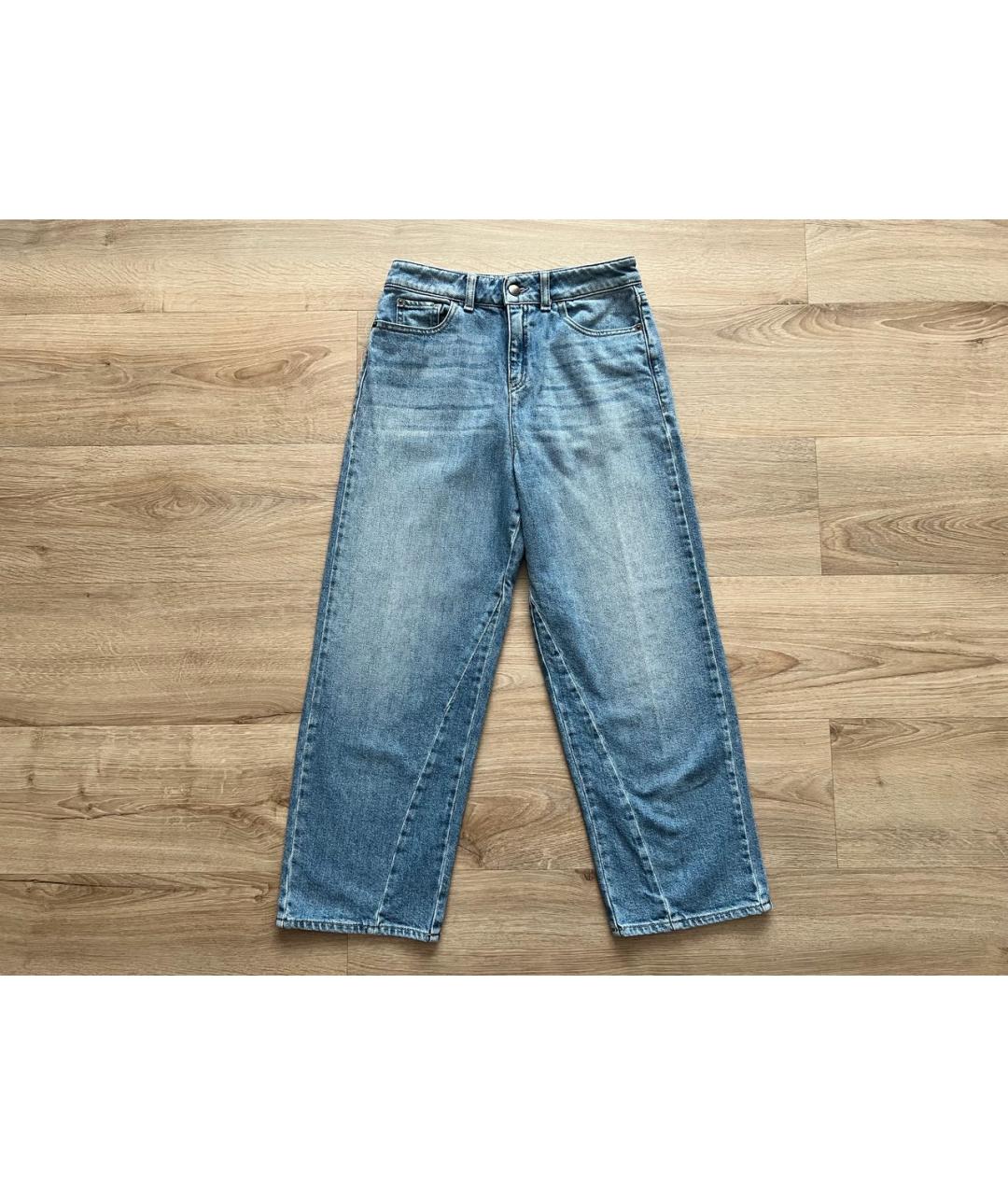 EMPORIO ARMANI Голубые хлопко-эластановые прямые джинсы, фото 8