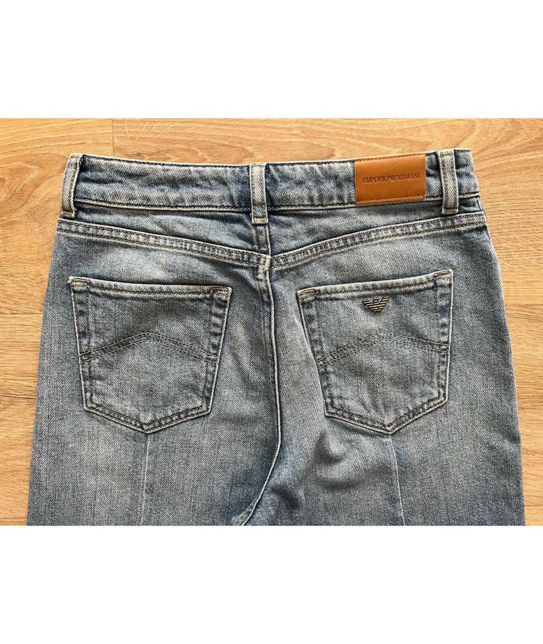 EMPORIO ARMANI Голубые хлопко-эластановые прямые джинсы, фото 4