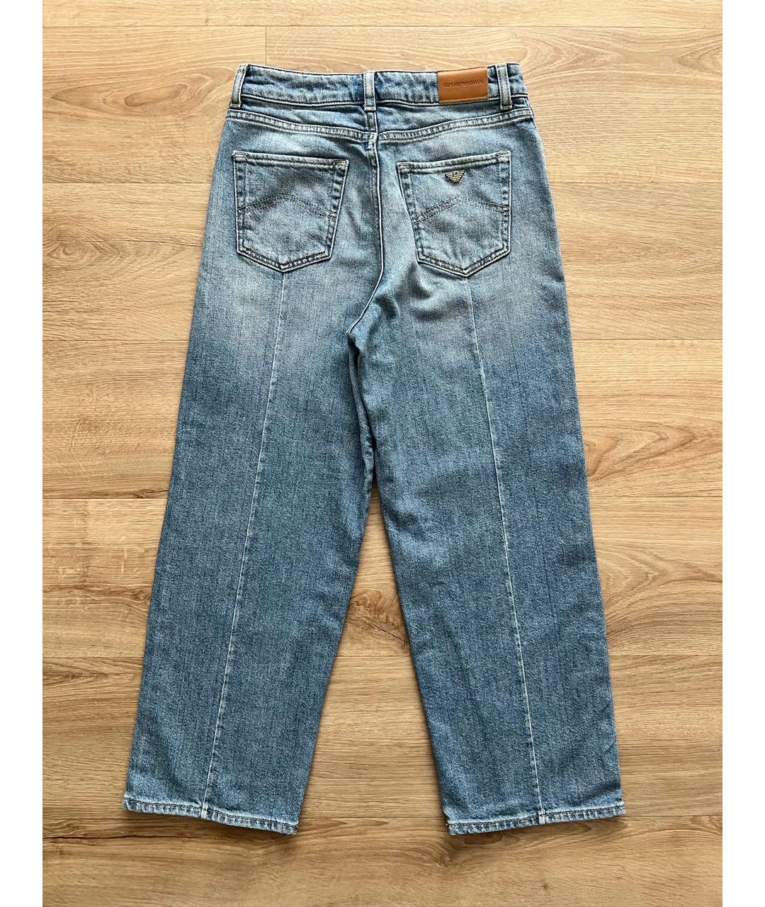 EMPORIO ARMANI Голубые хлопко-эластановые прямые джинсы, фото 2