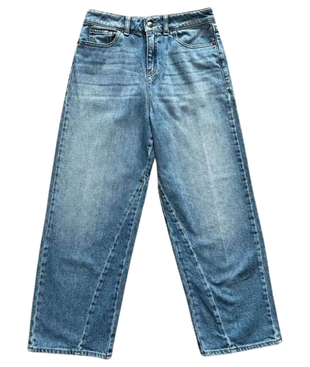 EMPORIO ARMANI Голубые хлопко-эластановые прямые джинсы, фото 1