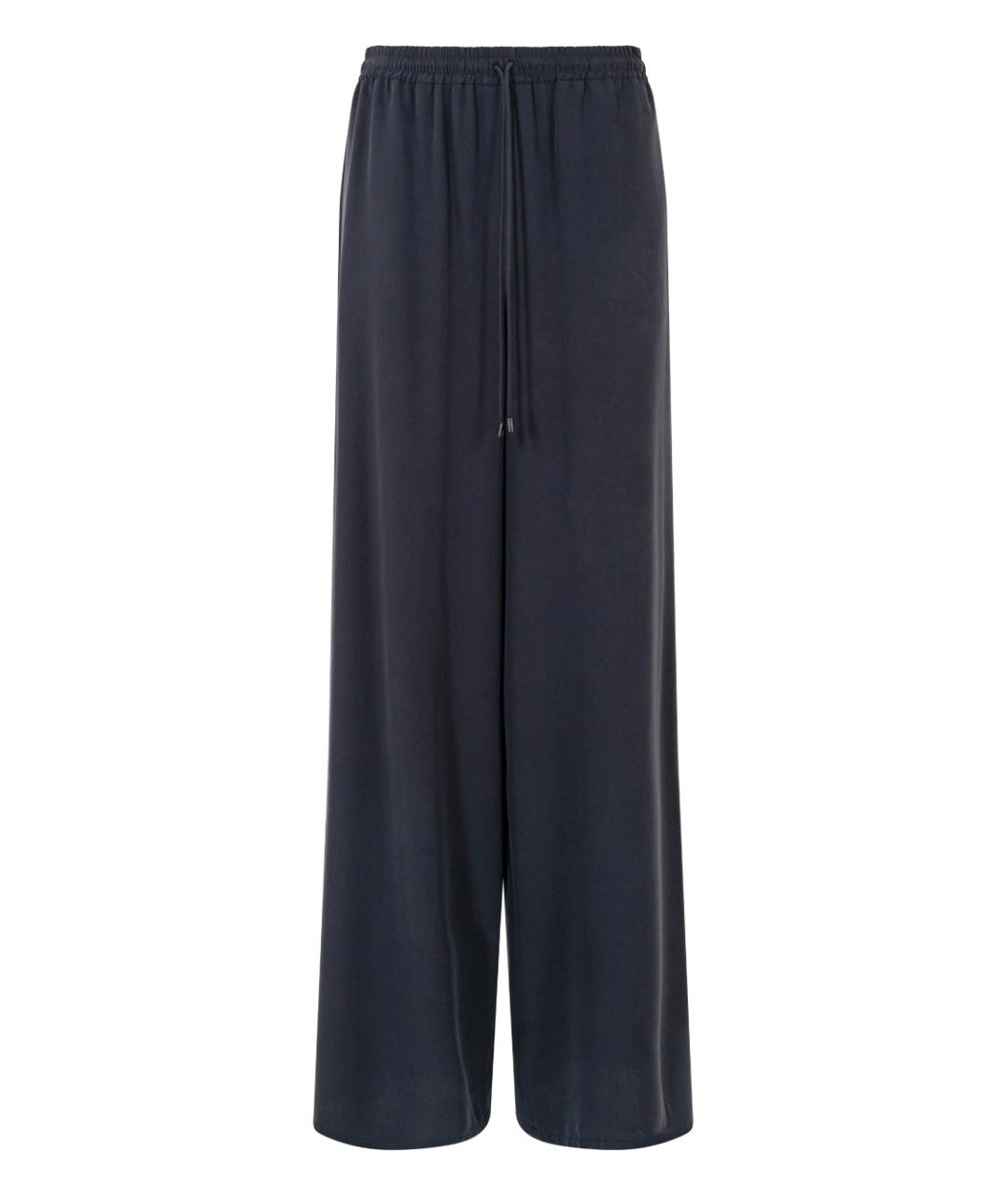 MAX MARA Темно-синие шелковые прямые брюки, фото 1