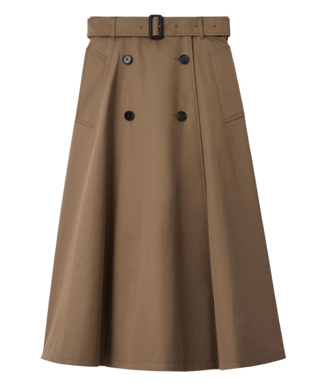 BURBERRY Бежевая хлопковая юбка миди, фото 1