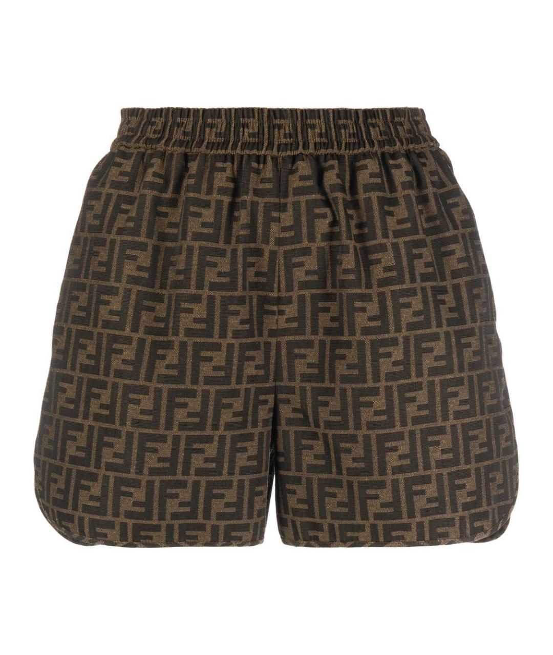 FENDI Коричневые полиэстеровые шорты, фото 1