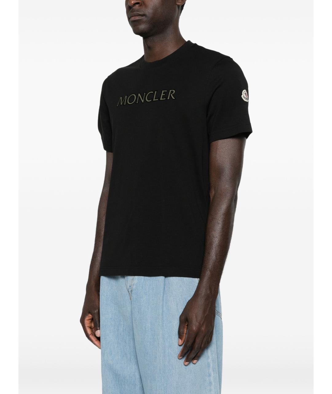 MONCLER Черная хлопковая футболка, фото 3