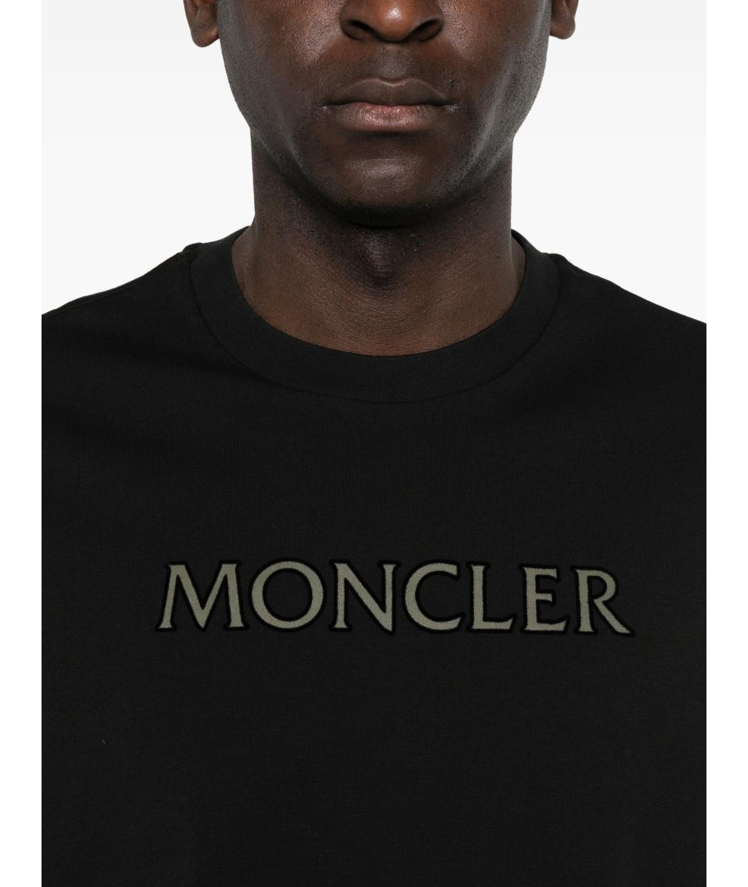 MONCLER Черная хлопковая футболка, фото 2