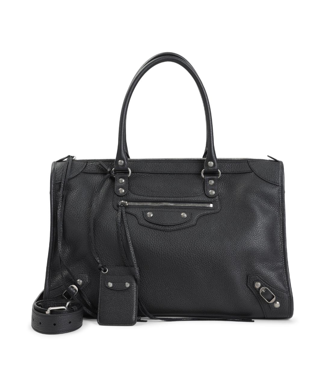 BALENCIAGA Черная кожаная сумка тоут, фото 1