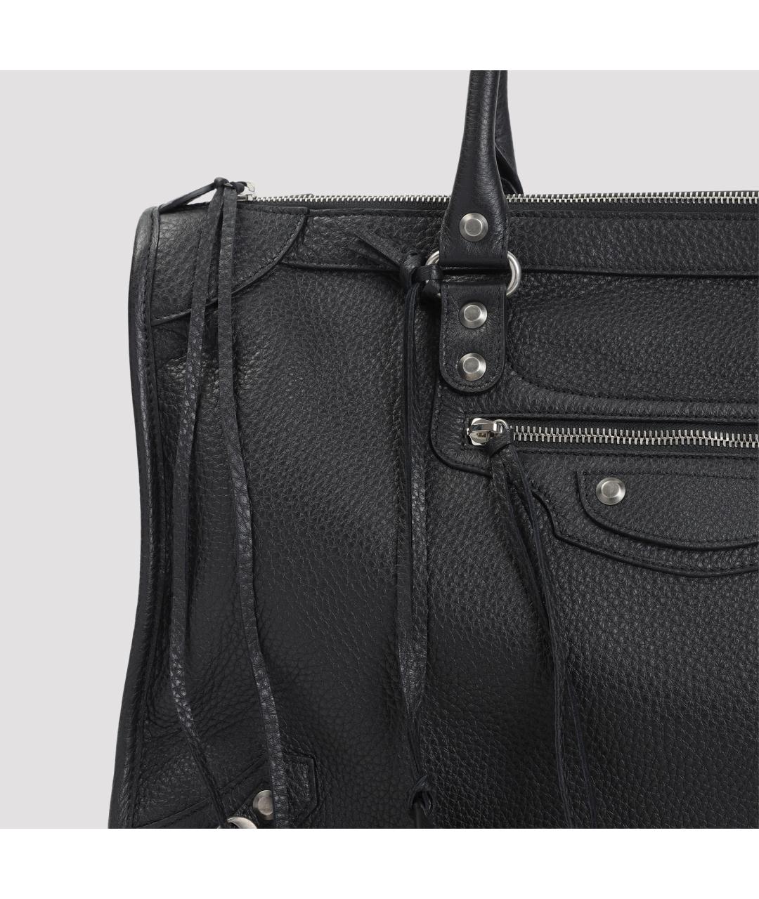 BALENCIAGA Черная кожаная сумка тоут, фото 5