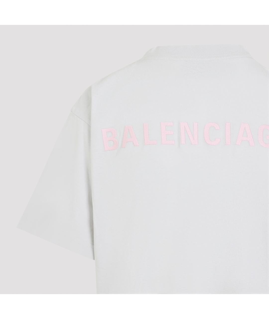 BALENCIAGA Белая хлопковая футболка, фото 4
