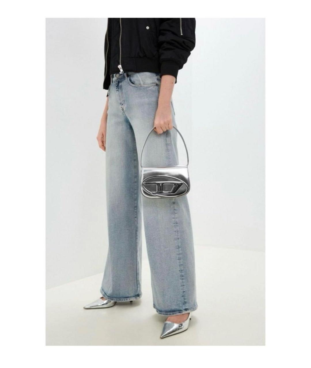 DIESEL Серебряная кожаная сумка с короткими ручками, фото 4