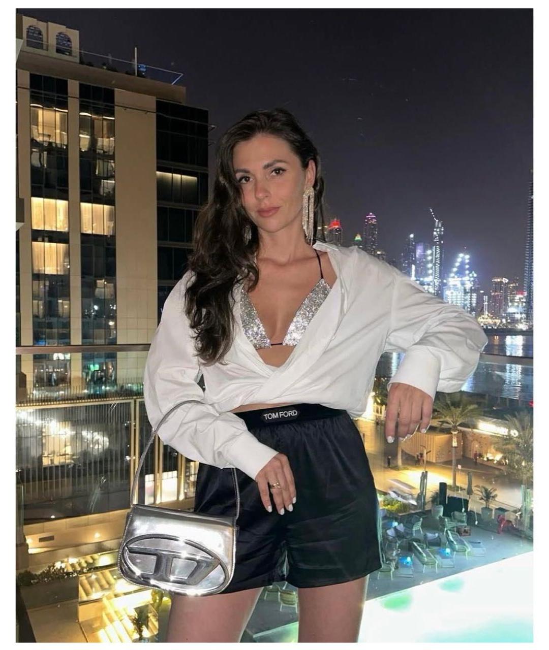 DIESEL Серебряная кожаная сумка с короткими ручками, фото 5