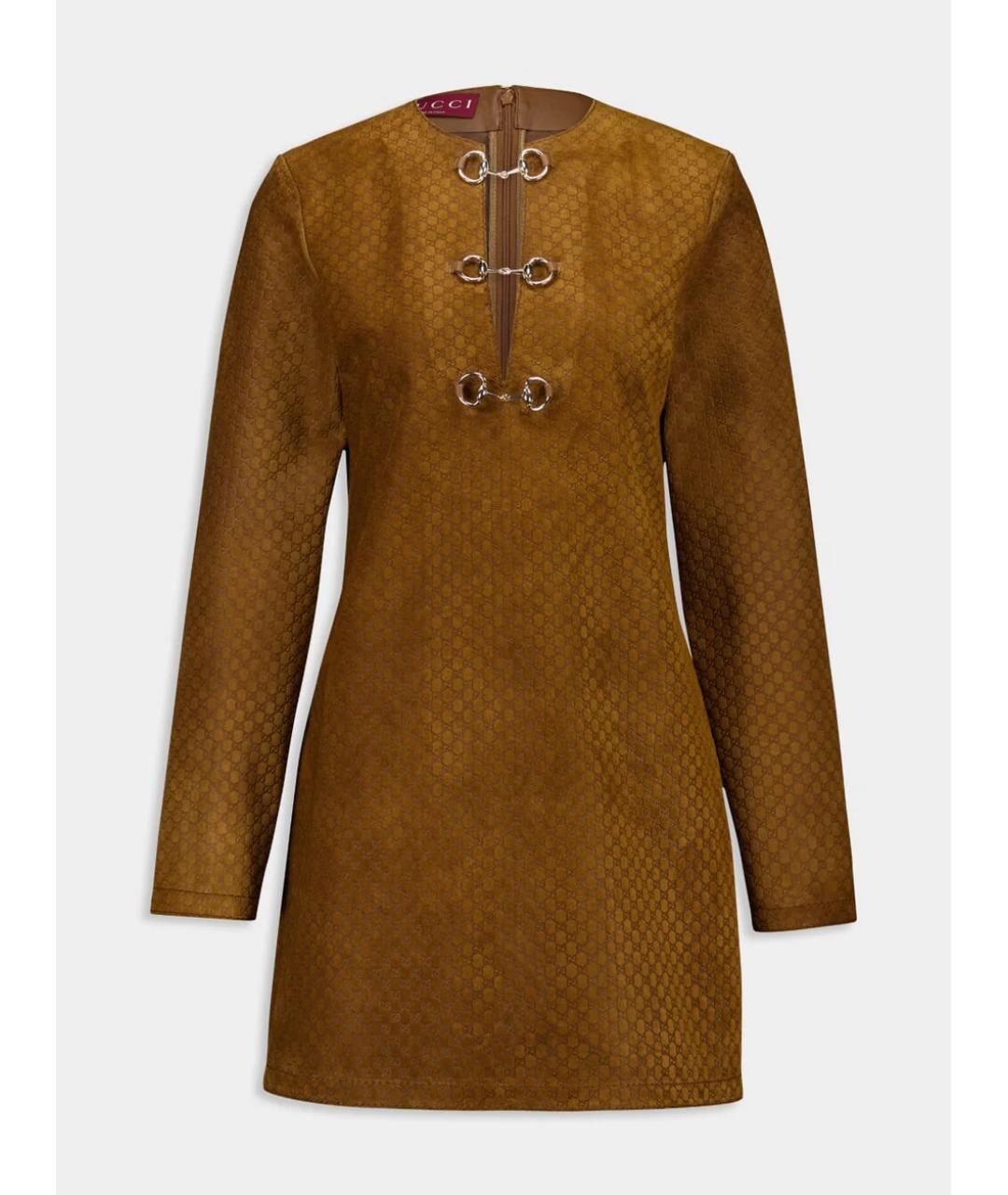 GUCCI Коричневое замшевое повседневное платье, фото 6