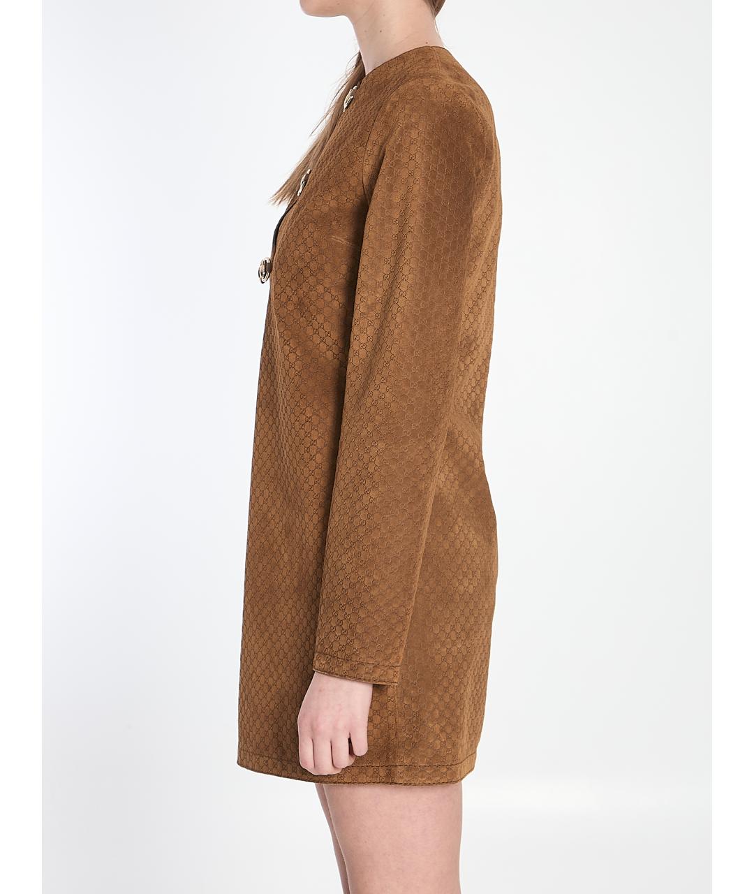 GUCCI Коричневое замшевое повседневное платье, фото 4